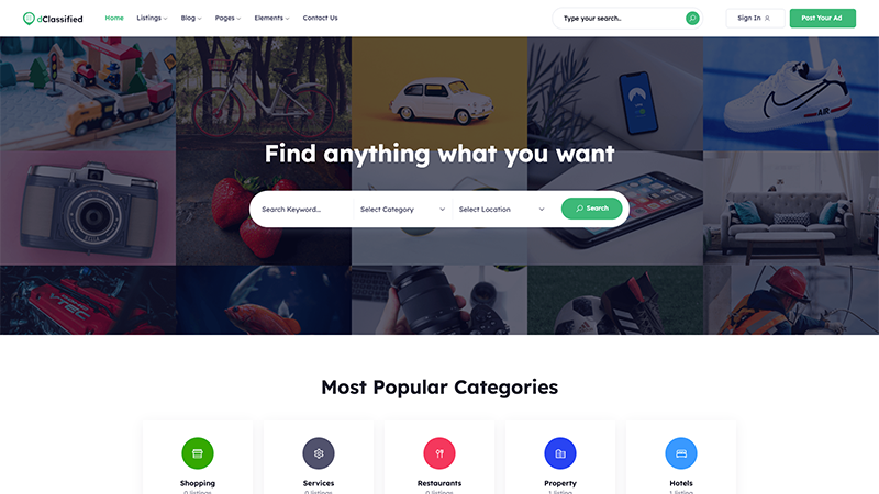 dClassified – Classified Ads Directory Website Template