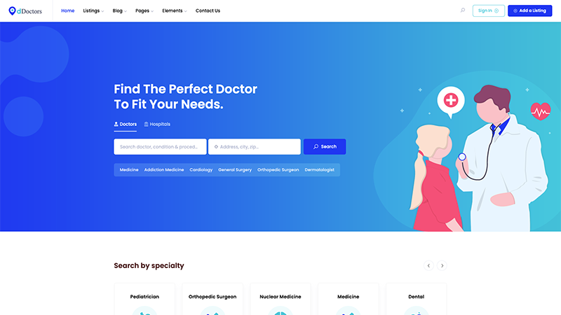 dDoctors – Doctor Directory Website Template