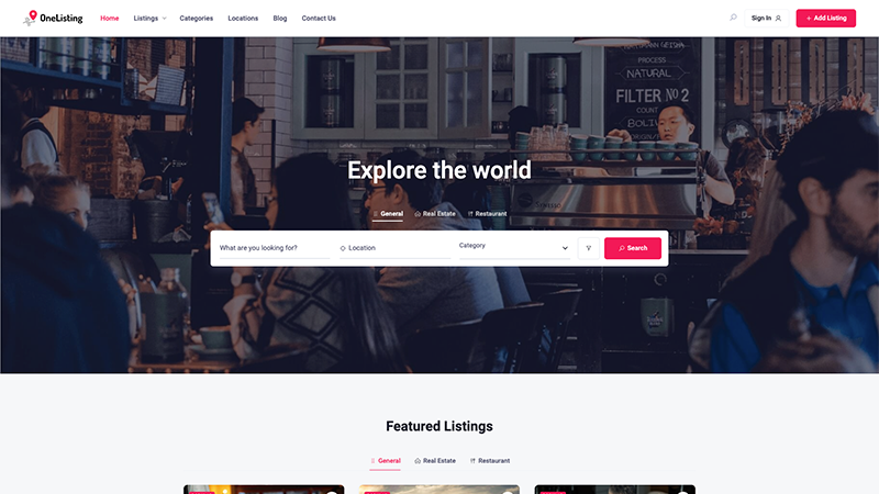 OneListing – Home Page