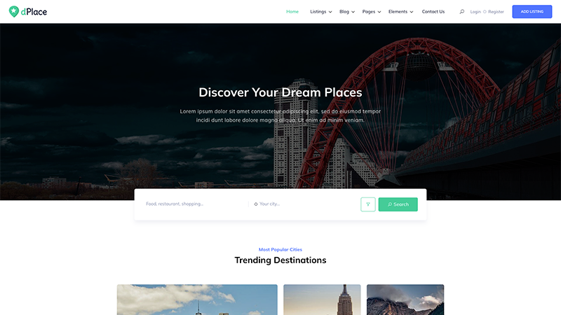 dPlace – Tourism & Travel Directory Website Template